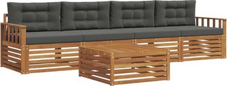 vidaXL Conjunto De Sof&aacute;s De Exterior 5 Uds. Natural Y Antracita Vidaxl