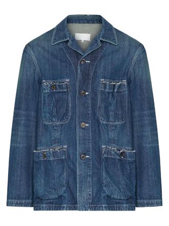 Maison Margiela multi-pocket frayed denim jacket - men - Cotton - 52 - Blue