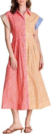 English Factory Colorblock Shirtdress in Orange Multi at Nordstrom, Size X-Small