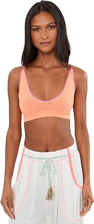 Free People Sweet Point Seamless Long Womens Bra Sunkiss Coral Combo : L-XL (US Womens 14-16), Elastane/Polyamide