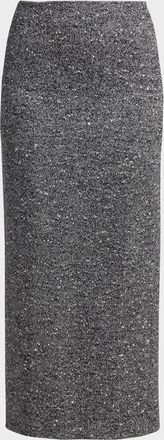 Valentino Garavani Herringbone Draped Slit Midi Skirt