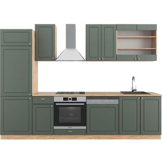 Vicco Mueble De Cocina Fame-line, Green-gold Country/gold Power Roble, 300 Cm, Et Roble