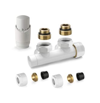 APM Kit V&aacute;lvula H Termost&aacute;tica Cuadrada Blanca Con Adaptador Para Tubos De Cobre Apm 343kb 015 R 12 Blanco