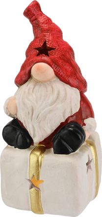 I.GE.A. Dekofigur »Wichtel auf Geschenk« Mit LED-Licht Deko Weihnachtsdeko Leuchtfigur Statue Skulptur