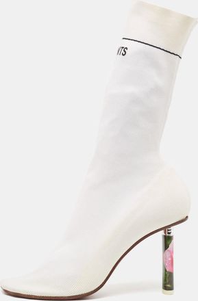 VETEMENTS White Knit Fabric Sock Boots