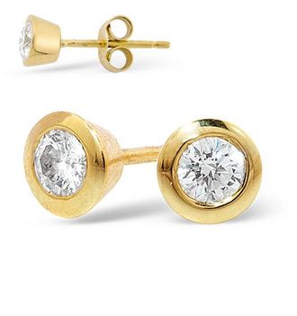 The Diamond Store 18K Gold Rub-over Diamond Stud Earrings - 0.66CT - G/VS - 6.2mm