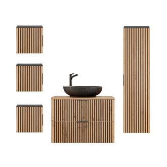 Petits Meubles Set de muebles con lavabo 80 cmestratificado marr&oacute;n negro