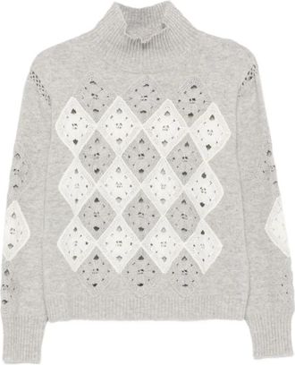 Ermanno Scervino Argyle Sweater - Dames - Coltruien - Grijs - XS - Truien & Vesten