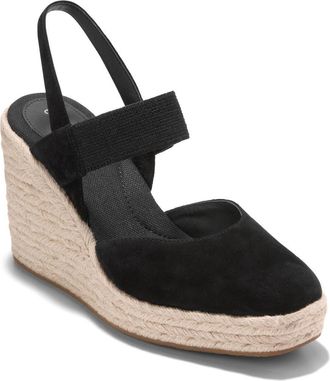 Cole Haan Kenna Espadrille Wedge Sandal in Black Suede /Black Elastic at Nordstrom Rack, Size 5.5