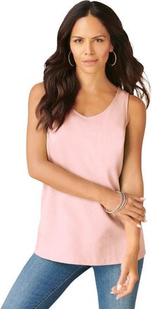 Roaman's Plus Size Cotton Scoopneck Tank Top in Soft Blush at Nordstrom, Size 4X