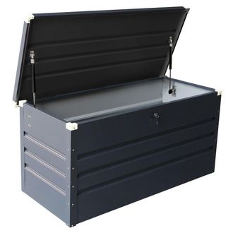 Charles Bentley Metal Storage Chest w/ Lock & Key Waterproof Seal Hydraulic Lid in Grey