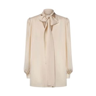 Valentino Garavani Dames, Blouses & Shirts, Beige, Maat: S Zijde