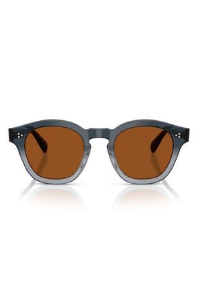 Oliver Peoples Boudreau La 48mm Round Sunglasses in Twilight Gradient /Brown at Nordstrom