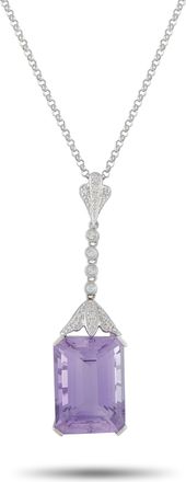 Luxury Bazaar 18K White Gold 0.35ct Diamond and Amethyst Pendant Necklace MF28-122225