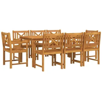 vidaXL Conjunto De Comedor De Jard&iacute;n 9 Pcs Marr&oacute;n Vidaxl