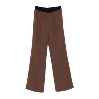 Ermanno Scervino Wide Trousers, female, Brown, Size: S Elastic-Waistband Trousers