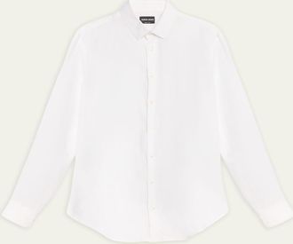 Giorgio Armani Mens Solid Linen Sport Shirt