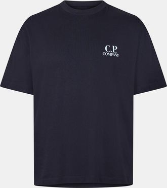 C.P. Company Mens Double Logo Tee in Ttl Eclipse 888 - Blue - Size Small