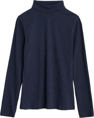Seasalt Cornwall Landing Turtleneck Stretch Organic Cotton Top in Melange Maritime at Nordstrom, Size 12 Us