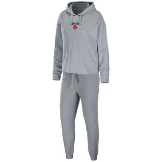 WEAR by Erin Andrews Womens WEAR by Erin Andrews Heather Gray Boston Red Sox Logo Pullover Hoodie & Pants Sleep Set at Nordstrom, Size Xx-Large