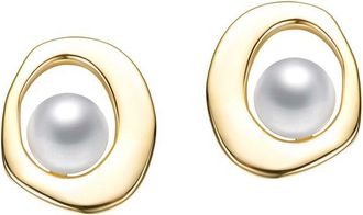 Rachel Glauber 14K Plated 5Mm Pearl Irregularly Earrings