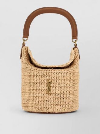 Saint Laurent gaby raffia bucket bag top handle