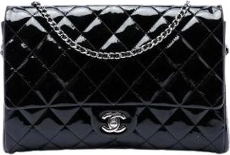 Chanel Pre-owned Quilted Patent Leather Shoulder Bag - Dames - Vintage Schoudertas - Zwart - ONE Size - Leer - Vintage