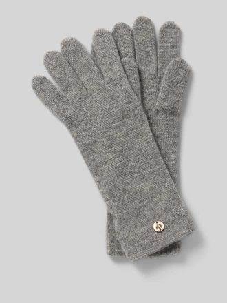 Fraas Kaschmirhandschuhe mit Label-Applikation in Mittelgrau, Gr&ouml;&szlig;e 1