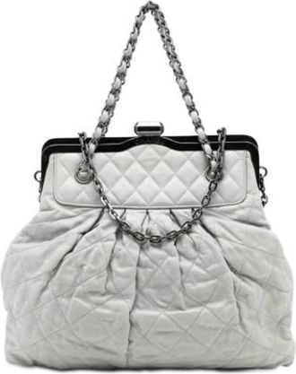 Chanel Pre-owned Chic Frame - Dames - Vintage Handtas - Grijs - ONE Size - Leer - Vintage