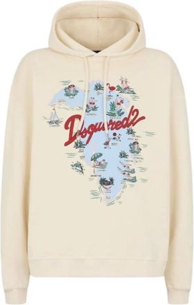 Dsquared2 Heren, Sweatshirts & Hoodies, Beige, Maat: L Katoen