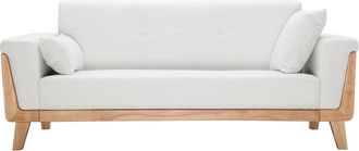 Miliboo Sof&aacute; Dise&ntilde;o 3 Plazas Blanco Roto Patas Madera Fjord
