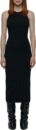 The Attico Black Crew Neck Midi Dress