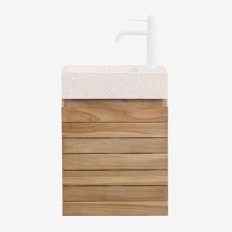 Sklum Sklum - Conjunto De Mueble De Ba&ntilde;o En Madera De Teca Con Lavabo Integrado En Cemento Napier