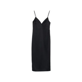 Twinset Midi Dresses, female, Black, Size: XS Abito lungo con spallini e scollo a cuore
