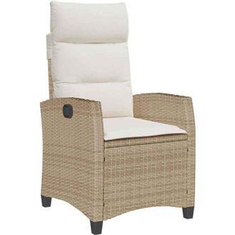 vidaXL Silla De Jard&iacute;n Reclinable Con Mesa Auxiliar Rat&aacute;n Beige Vidaxl
