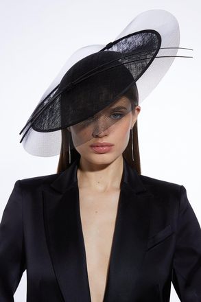 Karen Millen Womens Layered Mesh Detail Headband Fascinator - Black - One Size