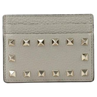 Valentino Pre-owned Wallets, female, Gray, Size: ONE SIZE Pre-owned Rockstud Cardholder