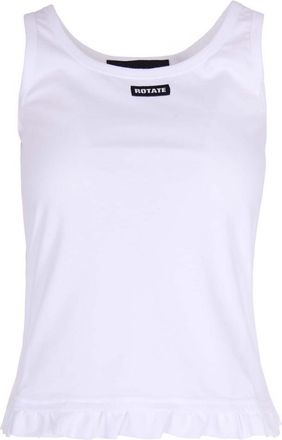Rotate White Round Neck Logo Tank Top