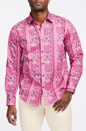 Robert Graham Kedron Cotton Button-Up Shirt in Pink at Nordstrom Rack, Size Small
