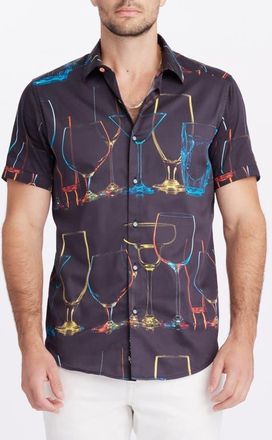 Robert Graham Neon Nights Button-Up Shirt in Black at Nordstrom, Size Xxx-Large