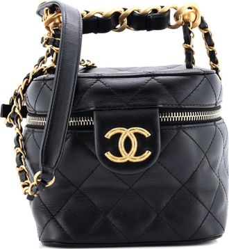 Chanel Chain Bar Vanity Case with Chain Quilted Calfskin Small crossbody bag - Zwart
