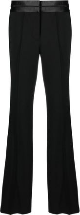 Helmut Lang satin-trimmed bootcut trousers - women - Polyester/Cotton/Virgin Wool/Spandex/Elastane - 6 - Black