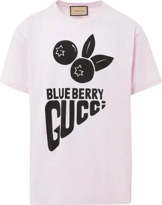 Gucci T-Shirts, male, Pink, XL, Blueberry Printed T-Shirt in Pink