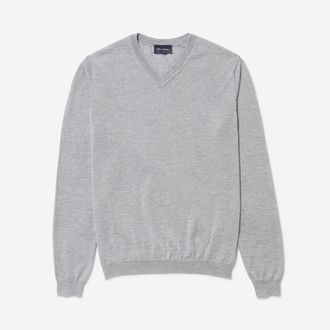 Oliver Sweeney Mens Merino Wool V-Neck Jumper - Grey - Size X-Large