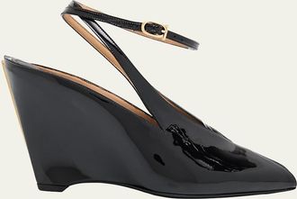 Ferragamo 95mm Arcadia Patent Wedge Sandals