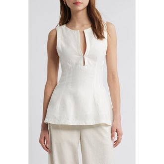 Faithfull The Brand Melia Sleeveless Linen Top in White at Nordstrom Rack, Size Large