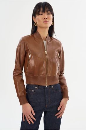 LaMarque Kordella | Reversible Leather Bomber Jacket in Luggage/gold at Nordstrom, Size Xx-Small