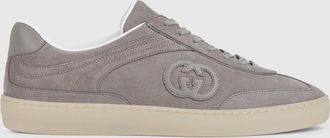 Gucci Mens G75 Sneaker, Grey, Suede