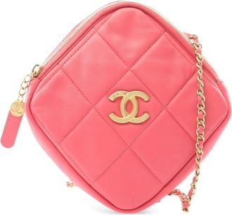 Chanel 2020 CC Quilted Lambskin Diamond Clutch with Chain crossbody bag - Roze
