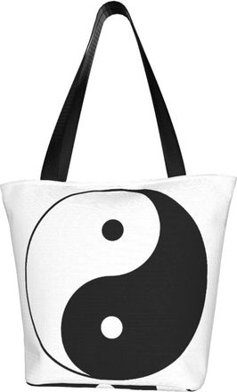 AOOEDM Tote Bag Yin Yang Symbol Shopping Bags Small Reusable Market Bag Beach Tote Bags Travel Totes